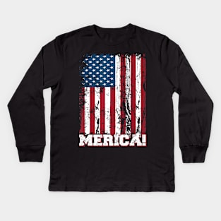 4th of July Independence Day US American Flag Patriotic Kids Long Sleeve T-Shirt